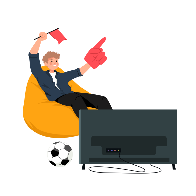 Man watching soccer game on TV